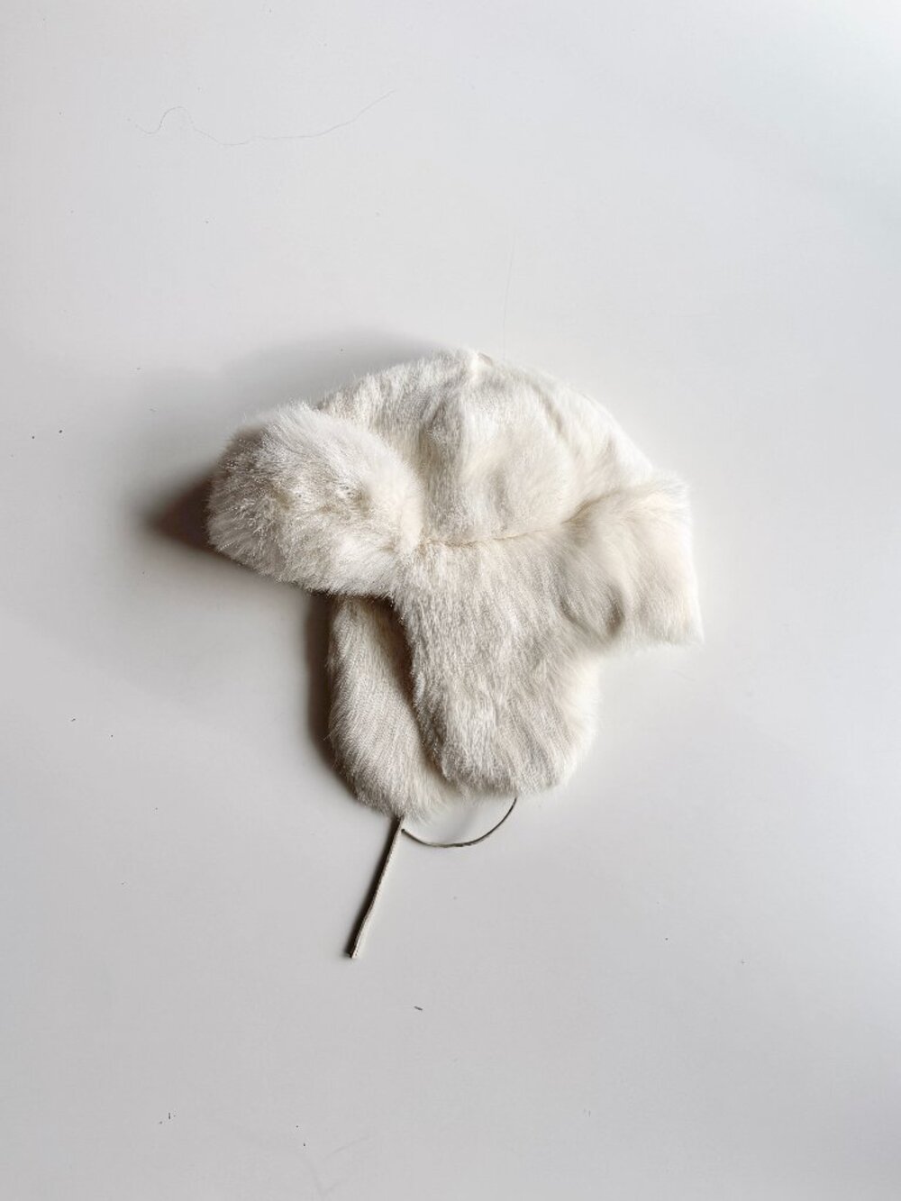 White Real Rabbit Fur Trapper Hat - Picture 1 of 15